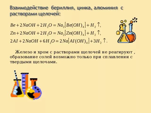 Соединение цинка и алюминия. Взаимодействие алюминия и цинка с растворами щелочей. Взаимодействие цинка и алюминия со щелочью. Взаимодействие железа с щелочами. Взаимодействие железа с раствором щелочи.