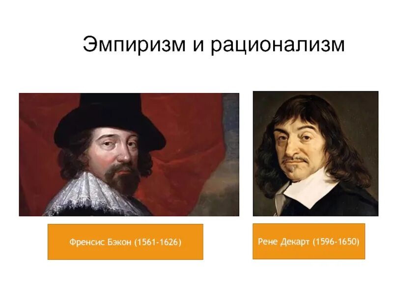 Эмпирики в философии. Фрэнсис Бэкон (1561-1626) Рене Декарт (1596-1650). Бэкон философ эмпиризм. Эмпиризм Бэкон и рационализм Декарт в философии нового времени. Философы эмпиризма Декарт.