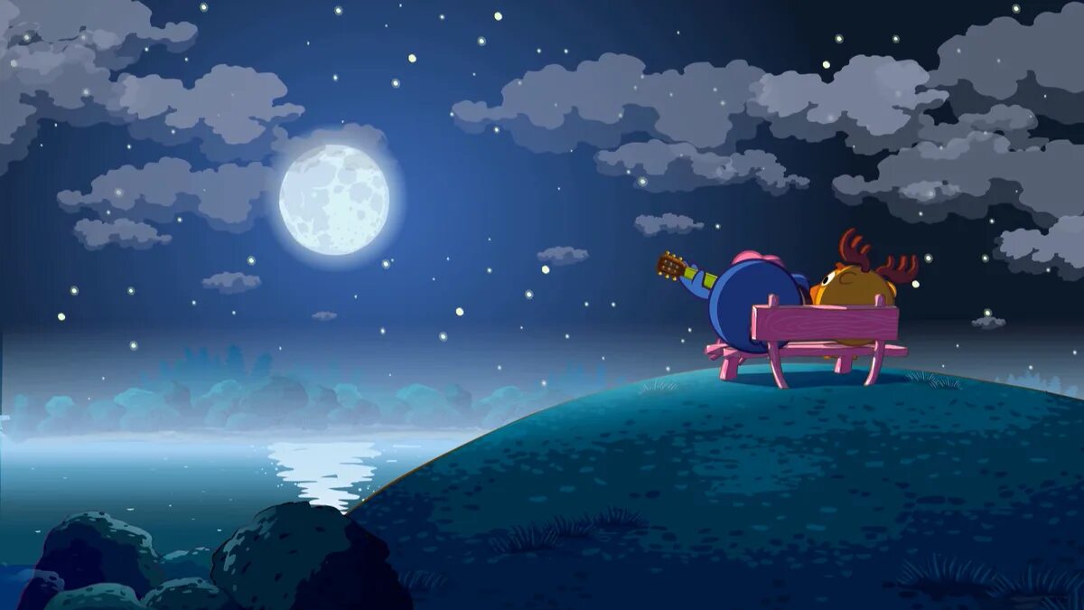 Смешарики ночь. Красивые пейзажи из смешариков. Смешарики звездное небо. Смешарики Луна.