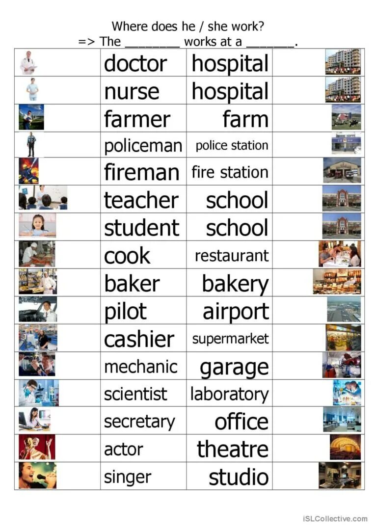 Worksheets jobs and Professions 11 класс. Задание Professions английский для детей. Where i work английский. Jobs in English Vocabulary. He work these days