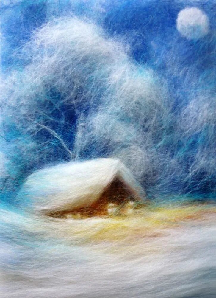 Картины из шерсти. Зима валяние из шерсти. Картины из шерсти пейзажи. Зимняя шерсть. Картины шерстью.