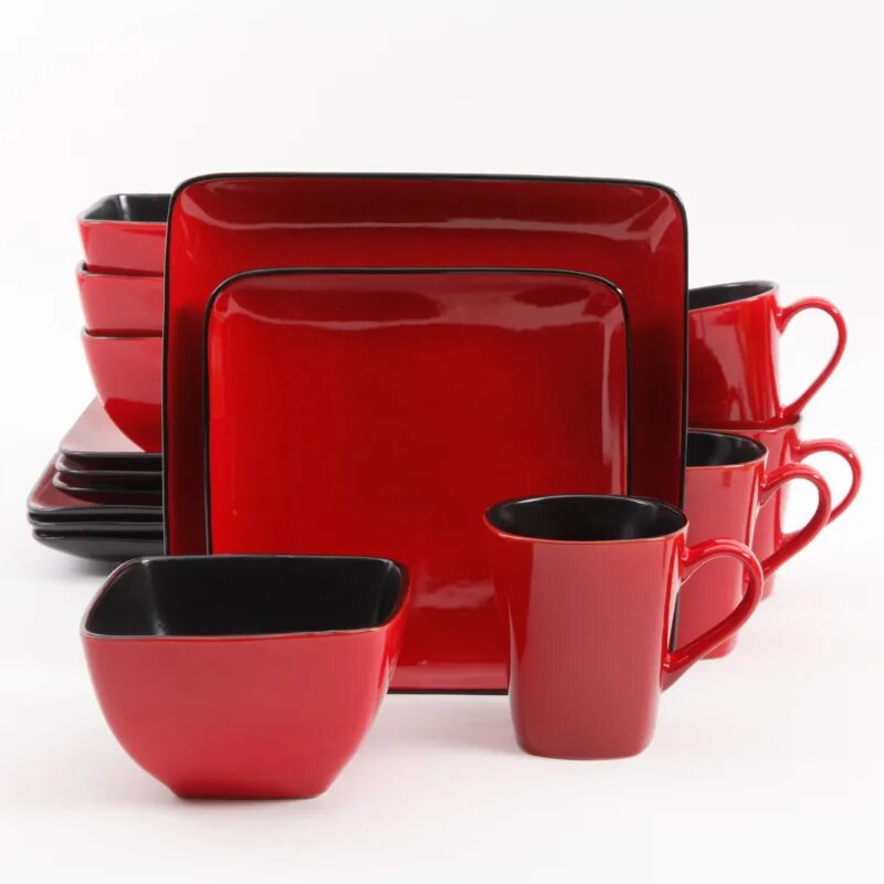 Столовый сервиз quadrato Oxfo Red Black. Сервиз quadrato Black Oxfo Red 44 пр. Stoneware Dinnerware Set посуда. Томпсон набор столовой посуды черно красный. Купить красную посуду