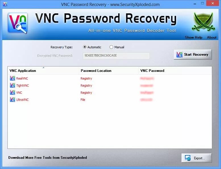 Start password. VNC:// password. REALVNC Интерфейс. PASSWDFINDER. Password Recovery UI.