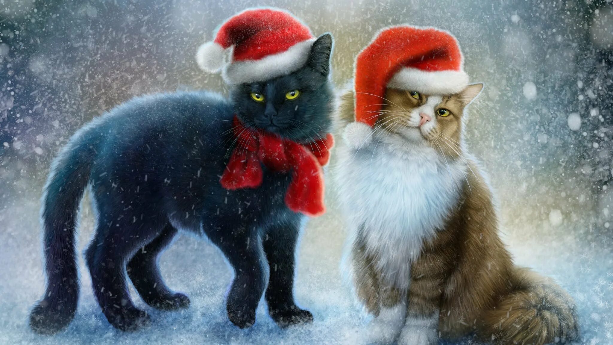 Самые лучшие рисунки на новый год. Новогодний котик. новый год коты. новогодние картинки. новогодние картины.