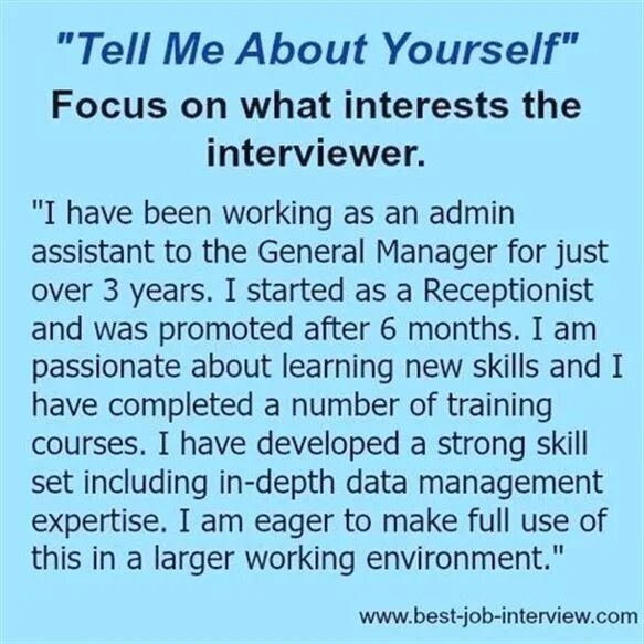 About yourself interview. Introduce yourself in interview. job interview example. introduce yourself questions. focus yourself.