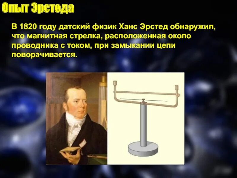 Опыт Эрстеда 1820. Ханс Кристиан Эрстед опыт. Физик Ханс Эрстед. Ханс Кристиан Эрстед эксперименты. Что отклоняет магнитную стрелку в опыте эрстеда