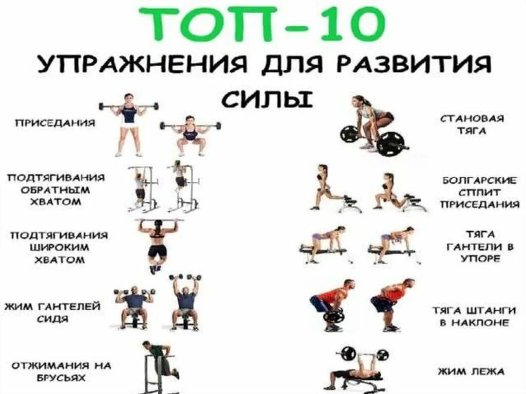 Какие тренировки можно выбрать в проекте. Упражнения, способствующие развитию силы. Комплекс упражнений для развития силы. Упражнения на ц. Комплекс упражнений развивающих силу.