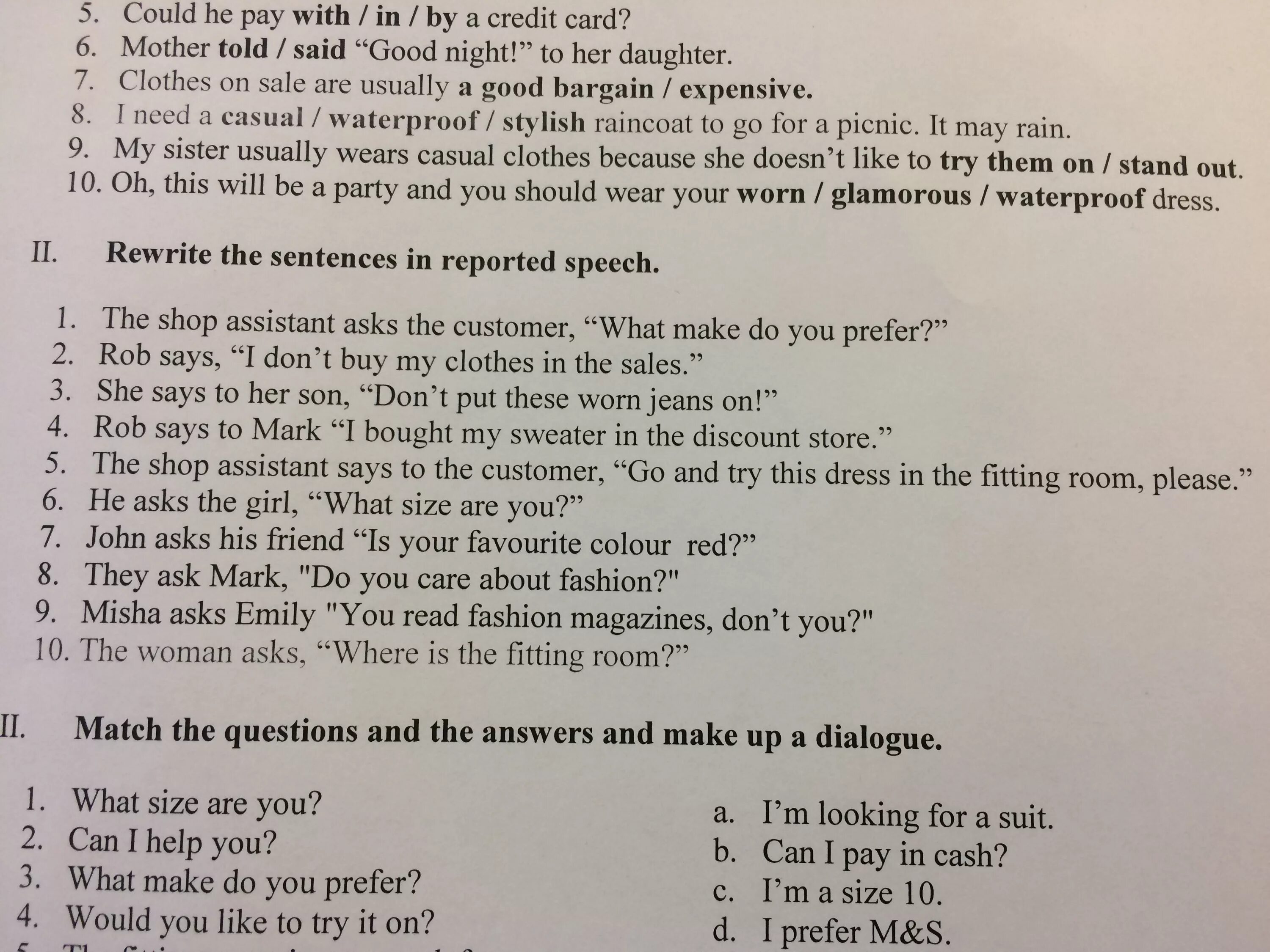 She (to be) a shop Assistant ответы. The shop Assistant me was asked for i what looking. Shop Assistant транскрипция. Marks said. Report the sentences use said asked