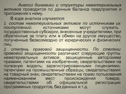 Анализ использования нематериальных активов