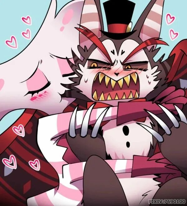 Huskerdust r34. Энджел и хаски канон. Отель хазбин шип энджел и хаск. Husk hazbin hotel. Энджел и хаски канон.