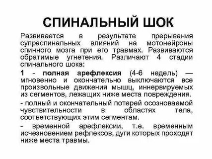 Спинальный шок физиология