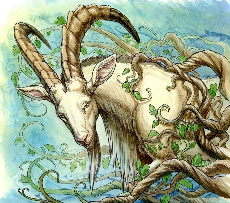 Овен в год козы. Хейдрун коза. Capricorn мифология. Коза Амалфея Козерог. Козерог арт.