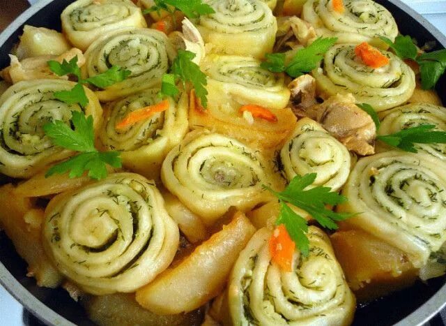 штрудель с мясом и картошкой рецепт в казане ОК
