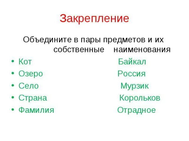 Имена собственные 3 класс русский язык примеры