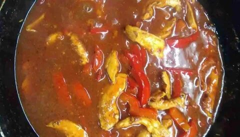 Мясо в соусе с болгарским перцем