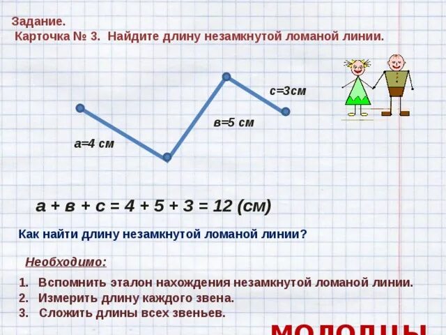 Длина ломаной из 2 звеньев