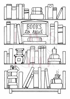 Нарисовать книжную полку