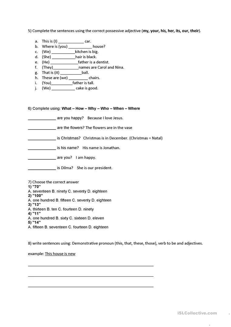English test for beginners. Basic english test.