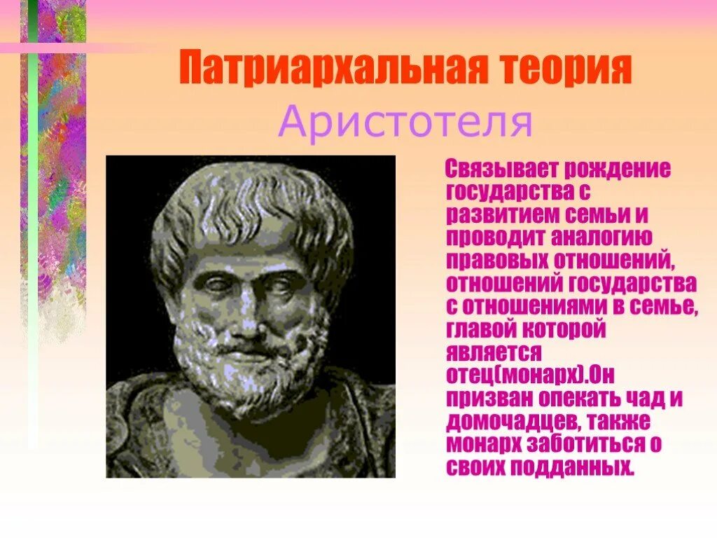 Пифиада жена Аристотеля. Аристотель патриархальная теория. Аристотель теория государства. Аристотель теория происхождения государства.