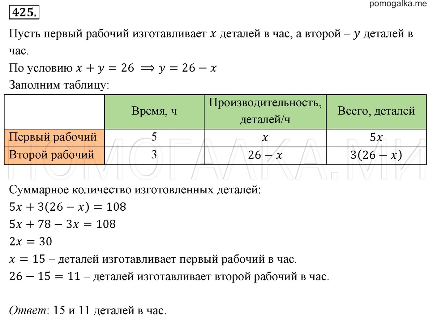 Первый рабочий за час делает 36