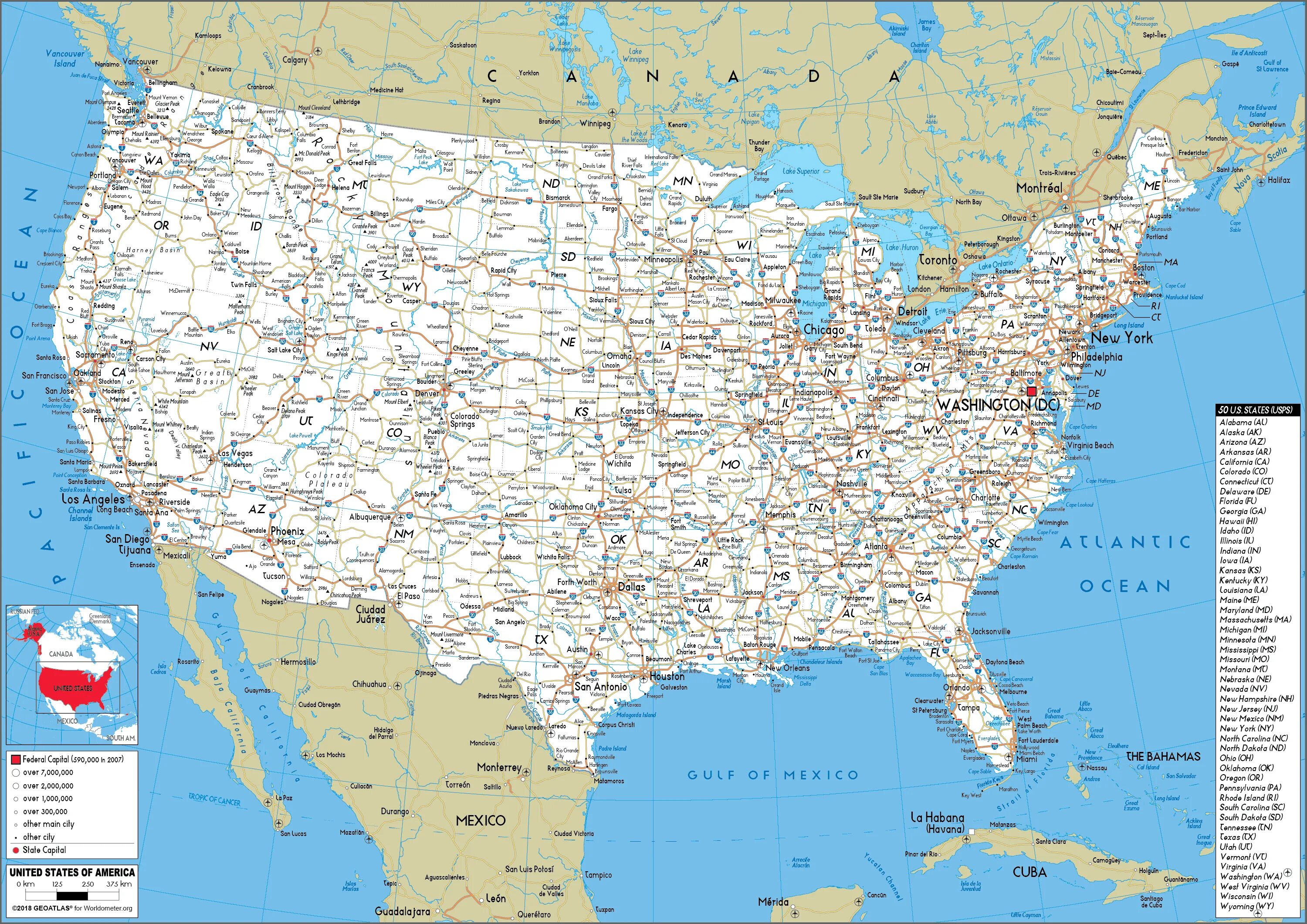 План соединенные штаты америки. Карта США. Карта Америки со Штатами и городами. Физическая карта США. Карта дорог Америки.