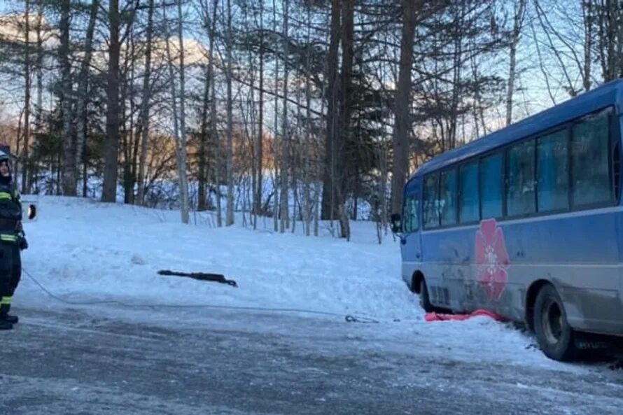 Автобус с детьми в Карелии.