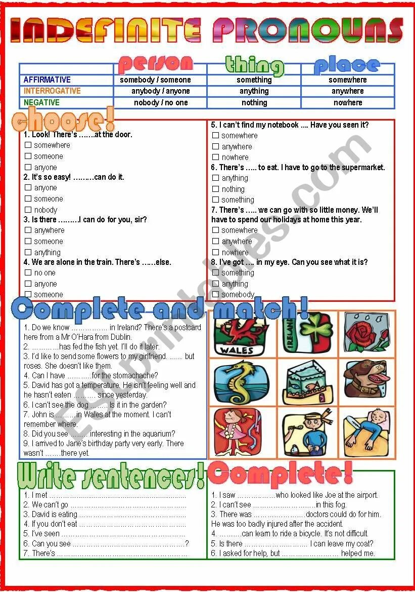 Indefinite pronouns Worksheet упражнения. Indefinite pronouns exercises for Kids. Somebody anybody Worksheets. Indefinite pronouns Worksheets.