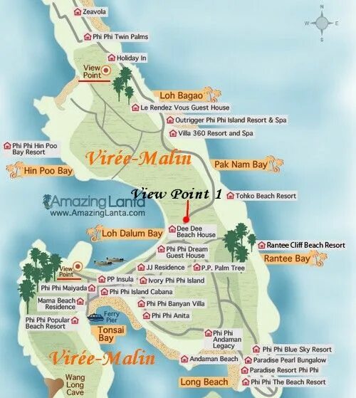 Где находится остров пхи пхи Map of Phi Phi Ferry destination routs. Koh tao