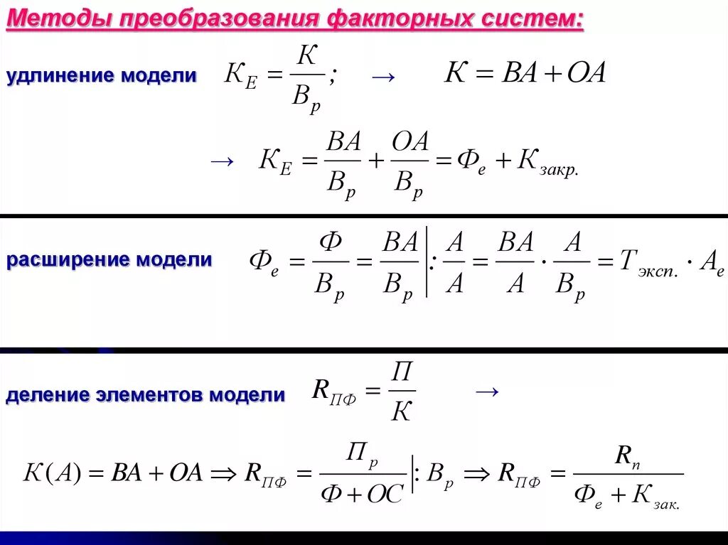 Способы преобразования факторных моделей. Метод расширения факторной модели. Методы преобразования факторного моделирования расширение. Метод удлинения факторной модели. Способ удлинить