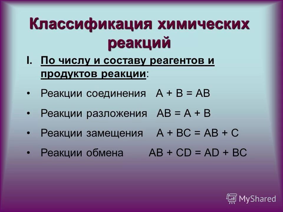 Классификация химических реакций реакции соединения