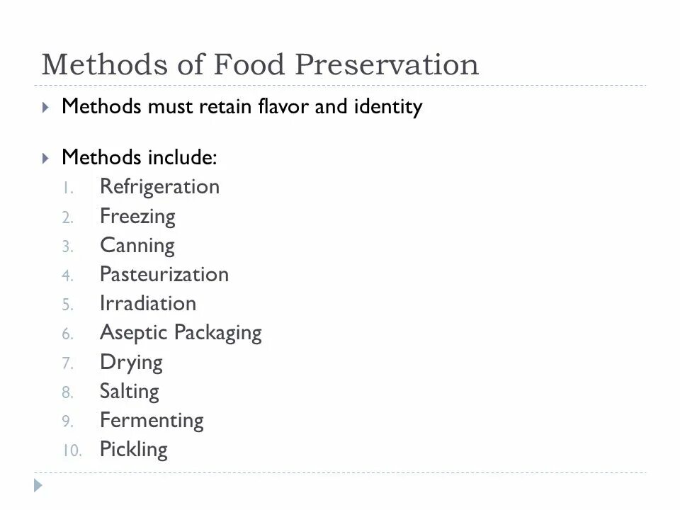 Storage methods