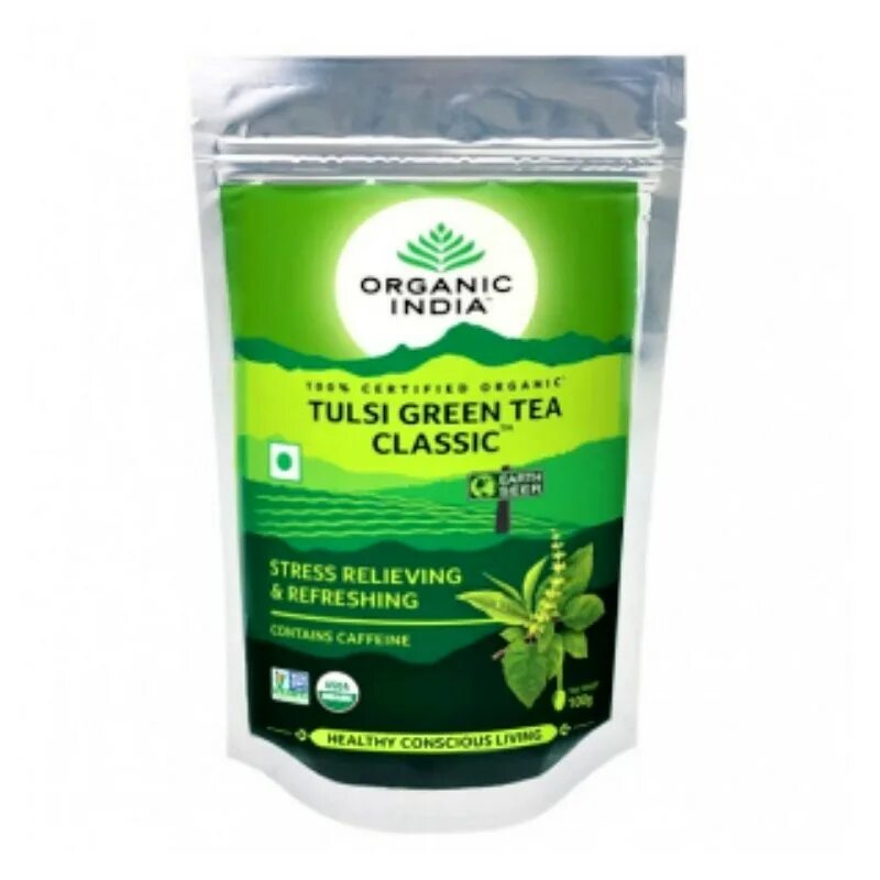 Чай туласи купить. Тулси Органик чай. Чай Тулси Органик Индия. Классический зеленый чай с Тулси 100 г Индия Tulsi Green Tea Classic Organic. Тулси 100г Органик Индия.