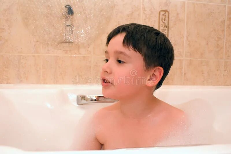 Мальчики ванной фото Happy Boy Bathes in a Bathroom Stock Image Image of close, relax: 12273717