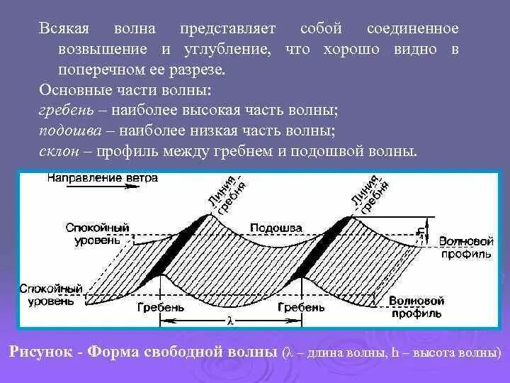 Гребень волны подошва волны. Части волны. Низкая часть волны. Гребень и подошва волны. Склон волны.