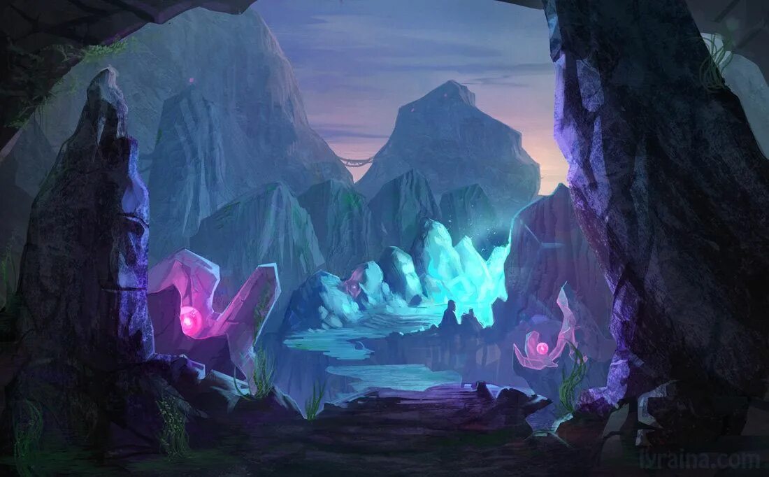Деревня самоцветов. Пещеры Кристал-Кейв. Кристальная пещера концепт арт. Сказочная пещера. Пещера фэнтези.