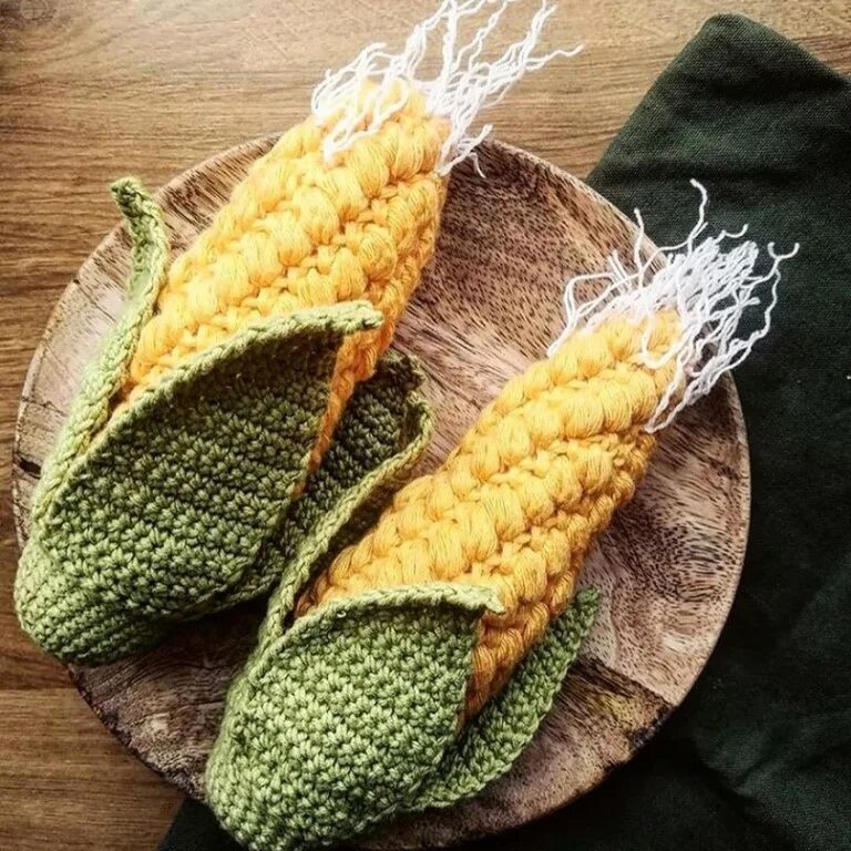Связанная еда. Вязаная еда. вязаные продукты. вязаная кукуруза. еда крючком.