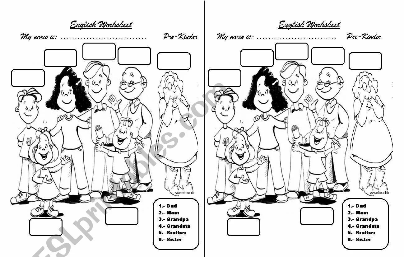 Семья на английском языке раскраска. My Family for Kids раскраска. Family Worksheets for Kids 2 класс. Family members задания.