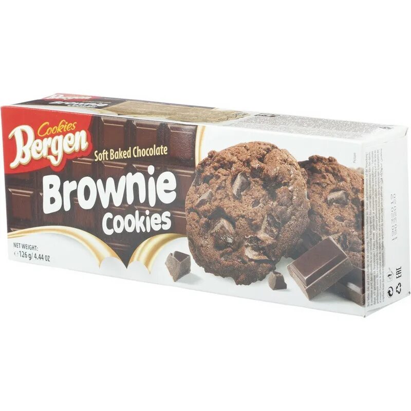 Печенье шоколадное отзывы. Печенье bergen brownie cookies с кусочками шоколада, 126 г. печенье bergen шоколадное брауни с кусочками. берген шоколад. печенье от бамабр с брауни.