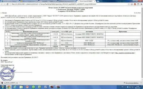 Агентский отчет селлеру озон
