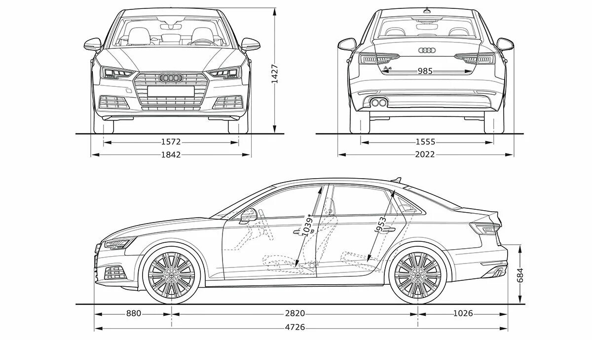 Габарит 4. Audi a4 b9 габариты. Габариты Ауди а4 б8 седан. Габариты Ауди а6 с7. Audi a4 b6 габариты.