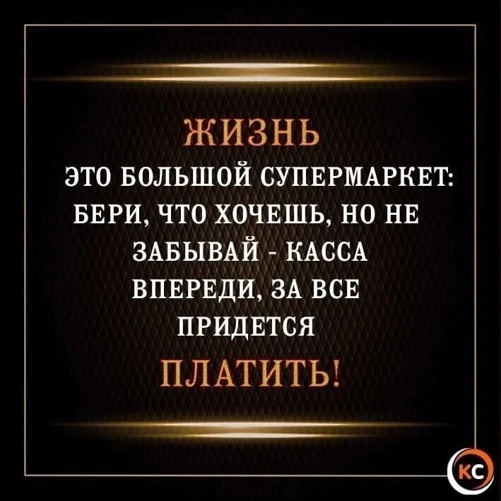 Бери сколько хочешь. Жизнь это большой супермаркет бери. Жизнь это супермаркет. Жизнь это как большой супермаркет бери что хочешь но впереди касса. Касса впереди.