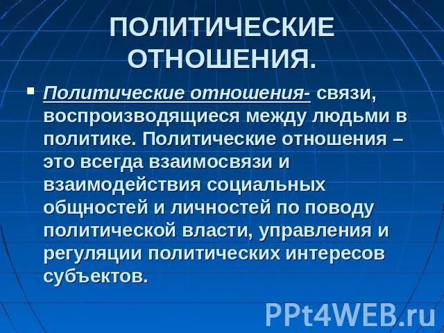 Политические отношения. Политические отношения в современном обществе. Виды политических отношений. Опережающий характер.