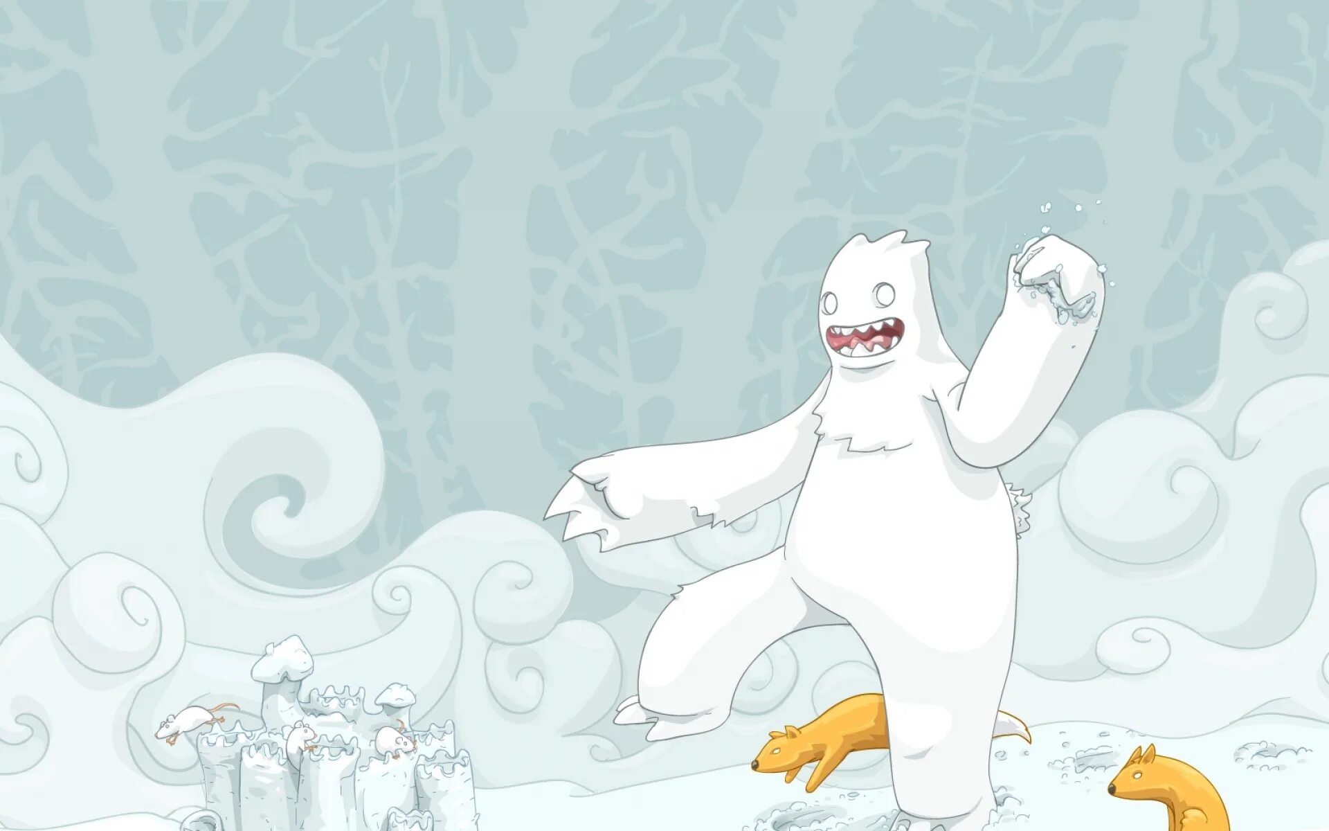 Снежный монстр. Белый монстр. Снежное чудовище. Белый снежный монстр.