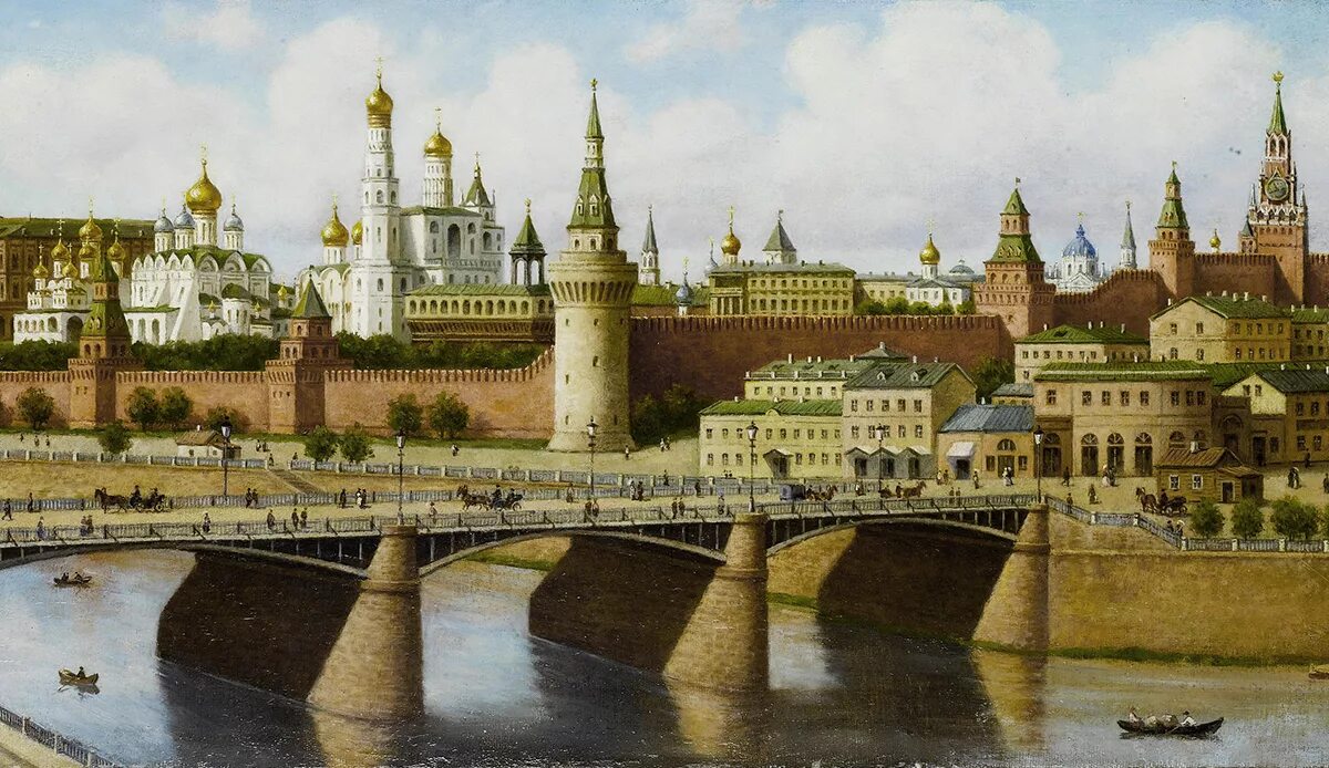Каким был первый московский кремль. Петра Верещагина «вид на Кремль» 1879 года. Кремль Белокаменный Московский 1800 г.