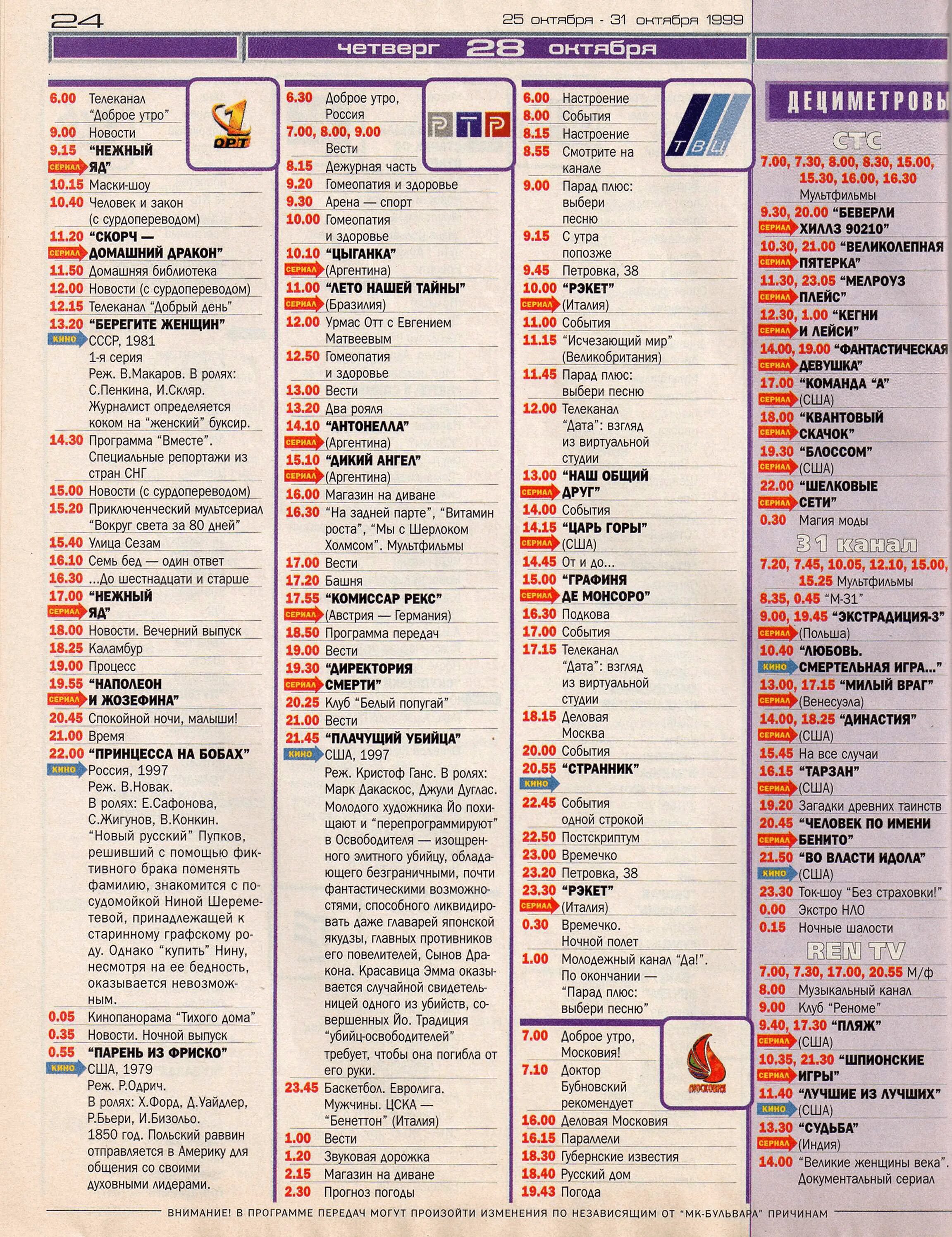 Стс программа передач москва с изменениями. Программа передач. Программа каналов. Программа на канале ТВ. Телепрограмма 1999 года.