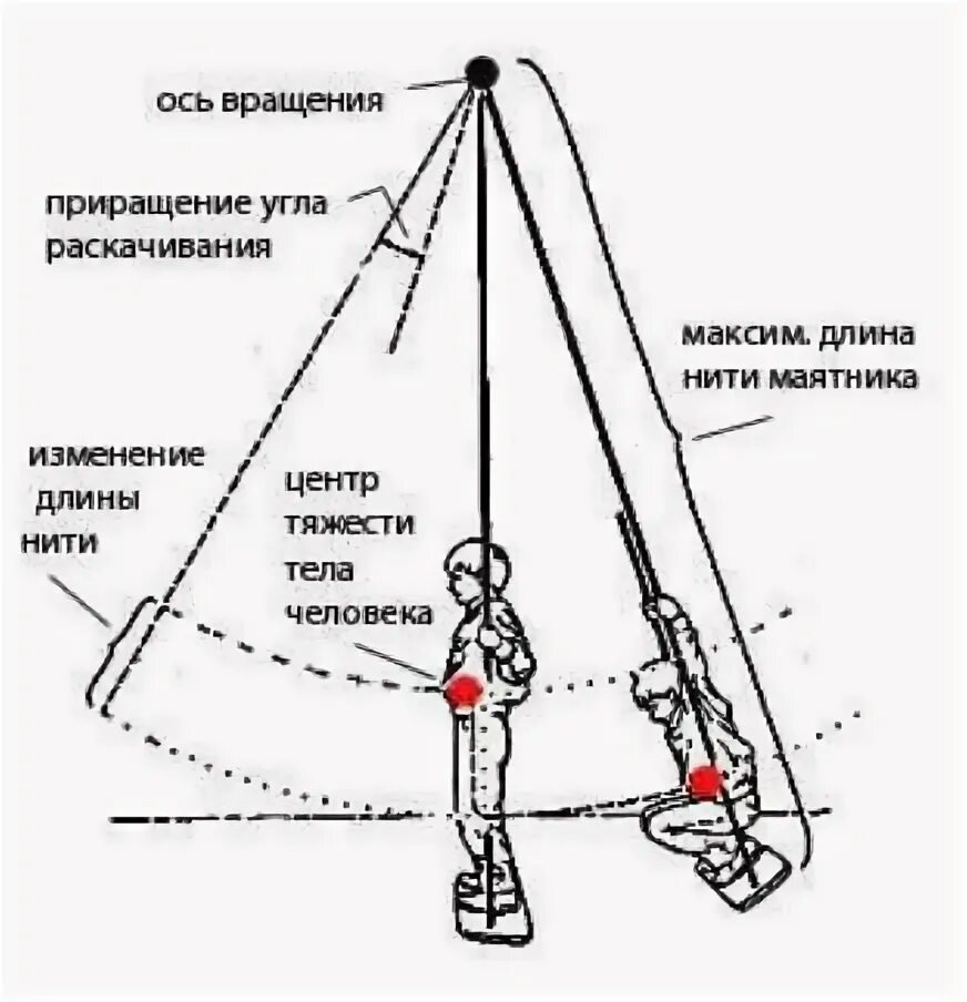 Человек сильно раскачавшись на качелях в момент. Параметрические колебания качелей. Раскачивание качелей резонанс. Резонанс на примере качелей. Вынужденные колебания на примере качелей.