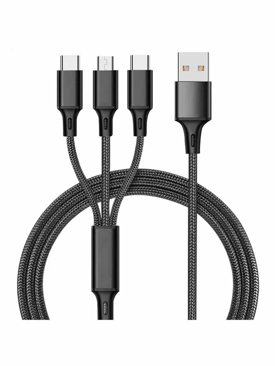 Usb кабель для андроид. Юсб шнур 3в1. кабель usb - iphone, micro usb, type c (универсальный). кабель usb 3 в 1 iphone 5/5s/8 pin/ micro/ type c. кабель usb универсальный 3в1 iphone 8pin, microusb, type-c tfn.