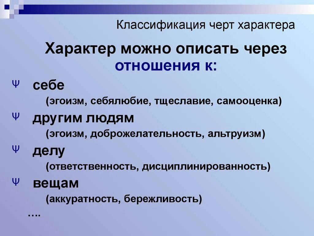 Слова относящиеся к характеру