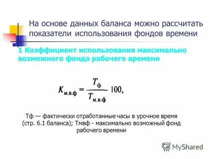 Коэффициент использования возможного фонда времени