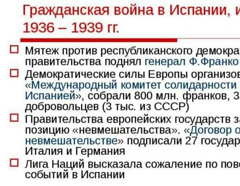 1939 год какого события. Причины и итоги гражданской войны в Испании 1936-1939. Этапы гражданской войны в Испании.